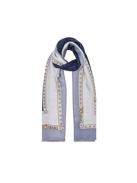STOLA CON LOGO MONOGRAM E FIBBIE DECORATIVE DONNA AZZURRO