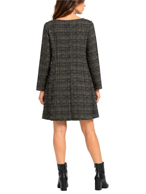 VESTITO CORTO CON TESSUTO MISTO MATERICO DONNA NERO