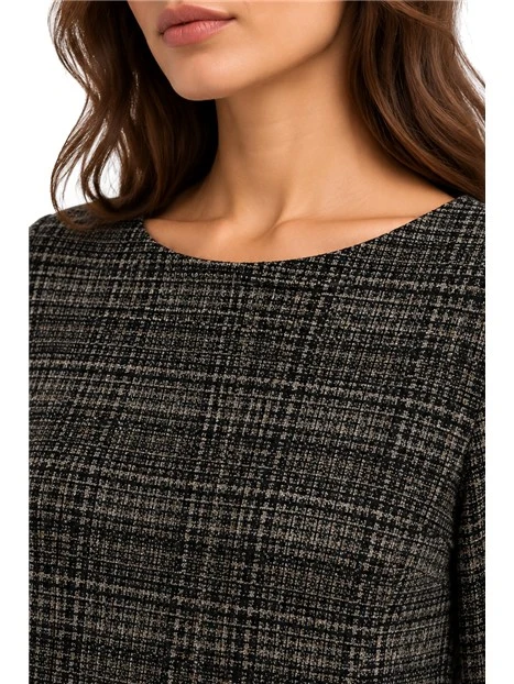 VESTITO CORTO CON TESSUTO MISTO MATERICO DONNA NERO