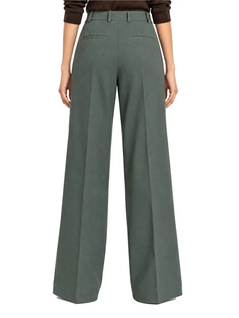 PANTALONI PALAZZO CON PIEGA STIRATA E TASCHE A FILETTO DONNA VERDE