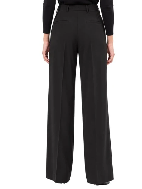PANTALONI PALAZZO CON PIEGA STIRATA E TASCHE A FILETTO DONNA NERO