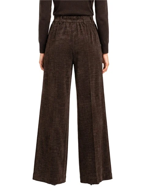 PANTALONI PALAZZO IN CINIGLIA CON ELASTICO IN VITA DONNA MARRONE