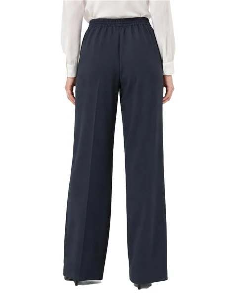 PANTALONI PALAZZO FODERATI  CON ELASTICO IN VITA DONNA BLU  SCURO