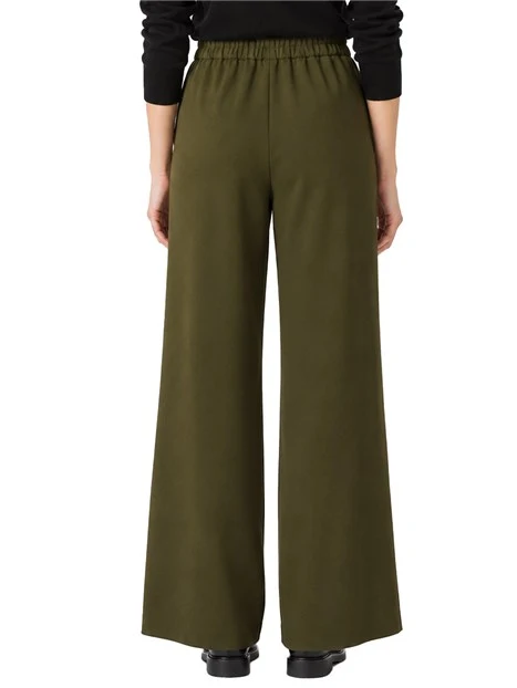 PANTALONI PALAZZO IN TESSUTO MISTO LANA DONNA VERDE
