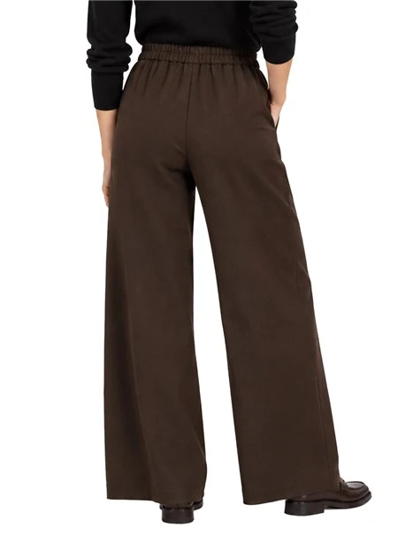 PANTALONI PALAZZO IN TESSUTO MISTO LANA DONNA MARRONE