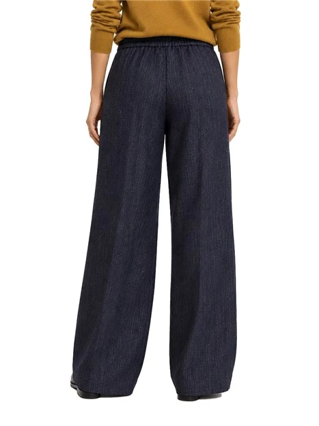 PANTALONI PALAZZO IN MISTO LANA SPIGATO DONNA BLU