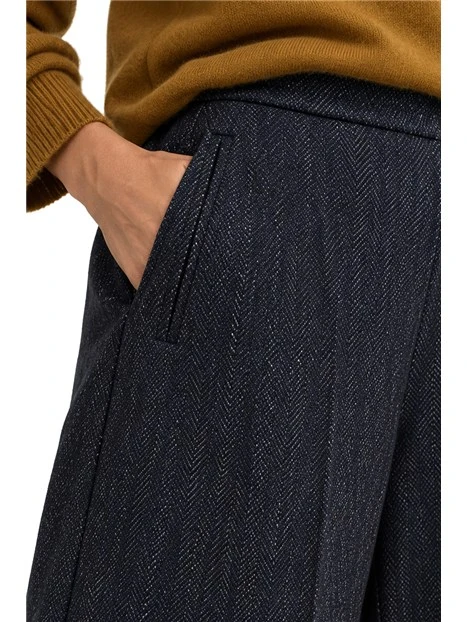 PANTALONI PALAZZO IN MISTO LANA SPIGATO DONNA BLU