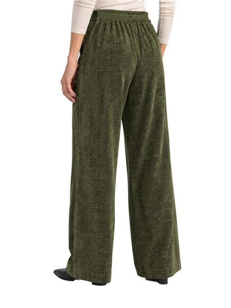 PANTALONI PALAZZO MORBIDI IN CINIGLIA DONNA VERDE
