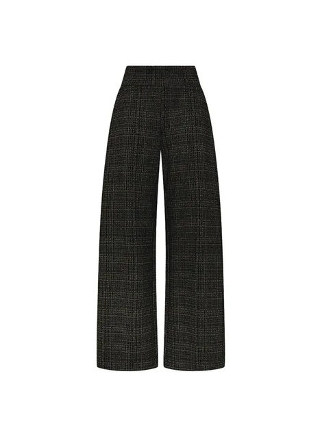 PANTALONI PALAZZO EFFETTO TWEED DONNA NERO