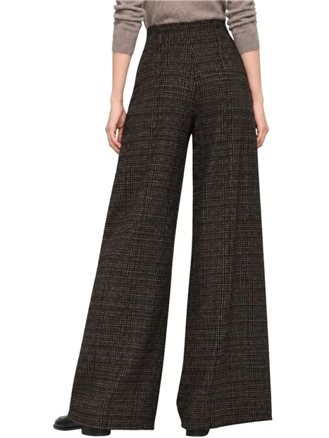 PANTALONI PALAZZO EFFETTO TWEED DONNA MARRONE