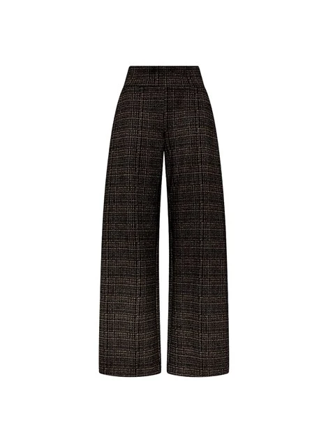 PANTALONI PALAZZO EFFETTO TWEED DONNA MARRONE