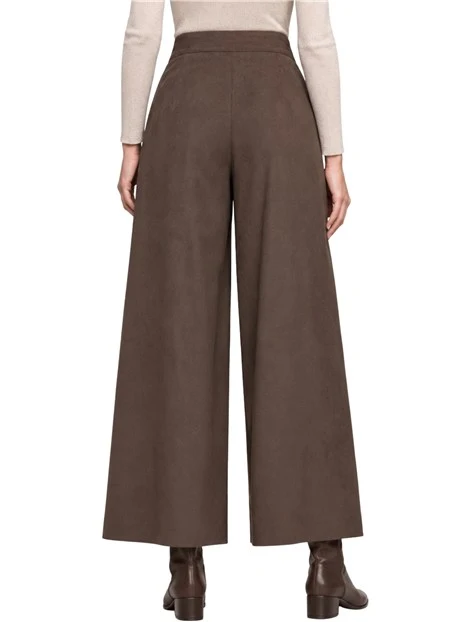 PANTALONI CROPPED SCAMOSCIATI DONNA MARRONE