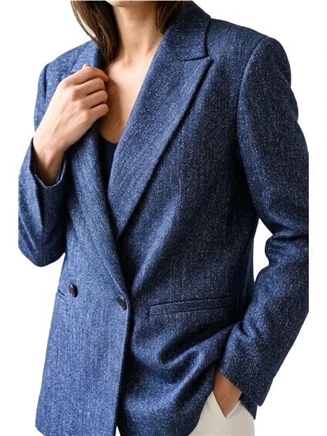 BLAZER DOPPIOPETTO CON AMPIO REVER DONNA BLU