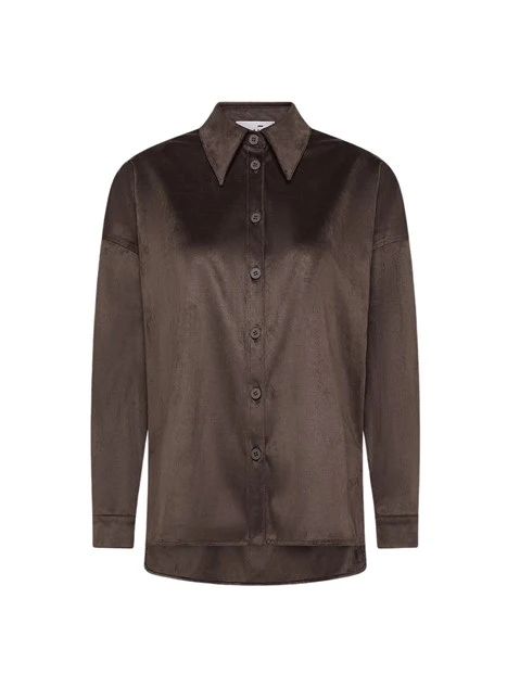 GIACCA CORTA STILE CAMICIA IN ECOSUEDE DONNA MARRONE