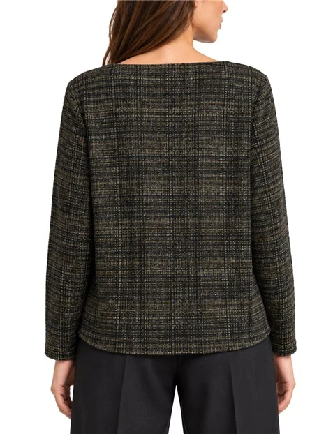 MAGLIA CON SCOLLO A BARCA IN TESSUTO MISTO DONNA VERDE