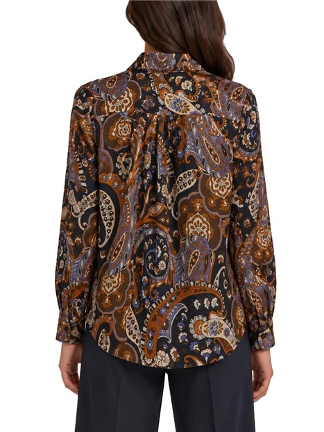 CAMICIA IN SETA  CON STAMPA FANTASIA DONNA BLU