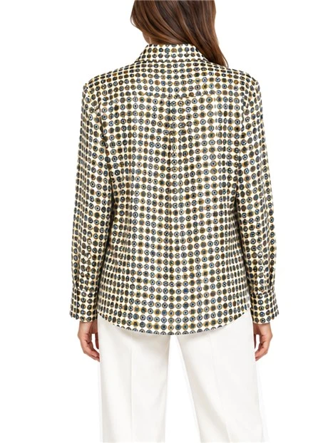 CAMICIA IN SETA  CON STAMPA FANTASIA DONNA BEIGE