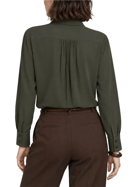 CAMICIA IN MISTO SETA CON ARRICCIATURA SUL RETRO DONNA VERDE