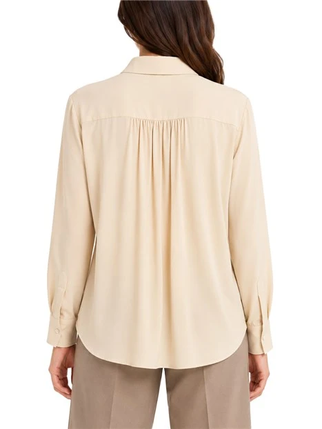CAMICIA IN MISTO SETA CON ARRICCIATURA SUL RETRO DONNA BEIGE