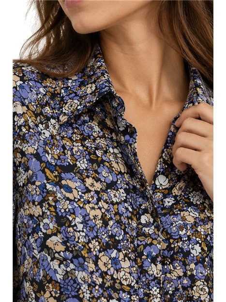 CAMICIA IN VISCOSA CON FANTASIA STAMPATA DONNA AZZURRO