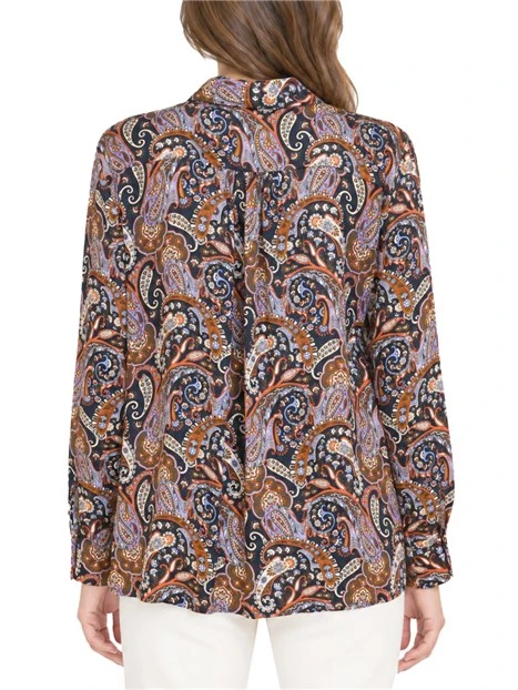 CAMICIA IN VISCOSA CON FANTASIA STAMPATA DONNA BLU