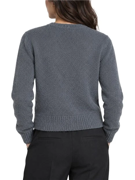 CARDIGAN CORTO GIROCOLLO DONNA GRIGIO