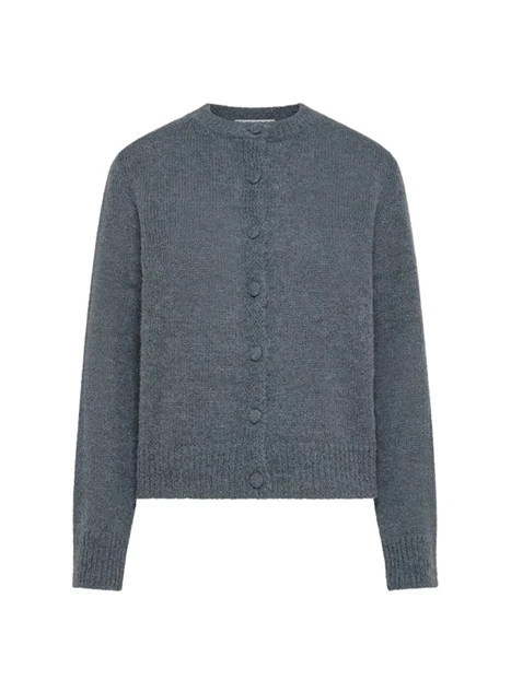 CARDIGAN CORTO GIROCOLLO DONNA GRIGIO
