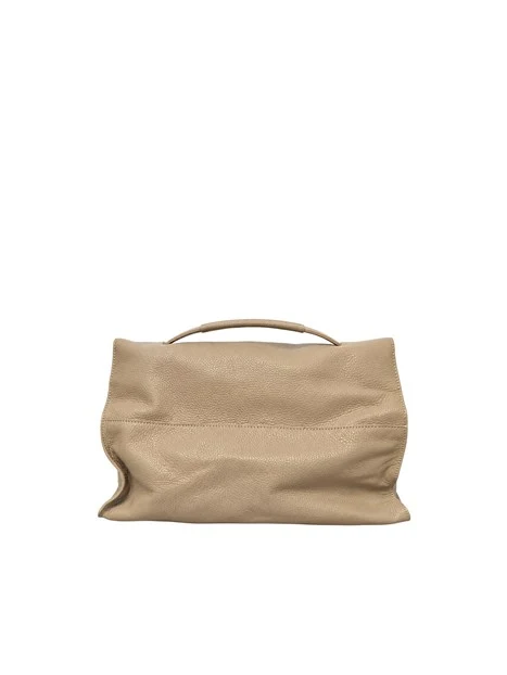 BORSA A MANO CON TRACOLLA IN VERA PELLE DONNA TORTORA
