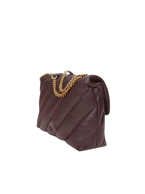 BORSA A TRACOLLA IN PELLE TRAPUNTATA CON CATENA DONNA MARRONE