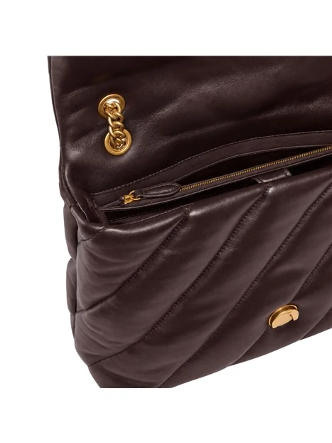 BORSA A TRACOLLA IN PELLE TRAPUNTATA CON CATENA DONNA MARRONE