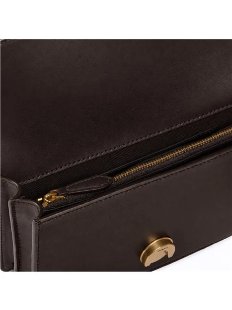 BORSA A TRACOLLA IN PELLE CON BORCHIE DONNA MARRONE