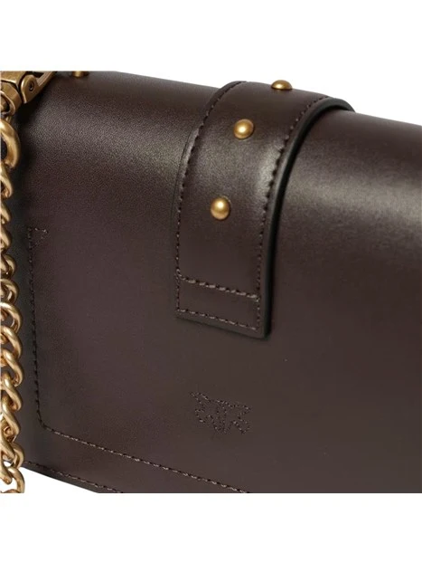 BORSA A TRACOLLA IN PELLE CON BORCHIE DONNA MARRONE