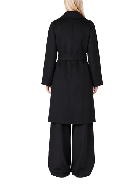 CAPPOTTO LUNGO  MIDI A VESTAGLIA IN PURA LANA DONNA NERO