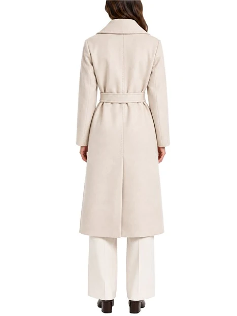 CAPPOTTO LUNGO MIDI A VESTAGLIA IN PURA LANA DONNA AVORIO
