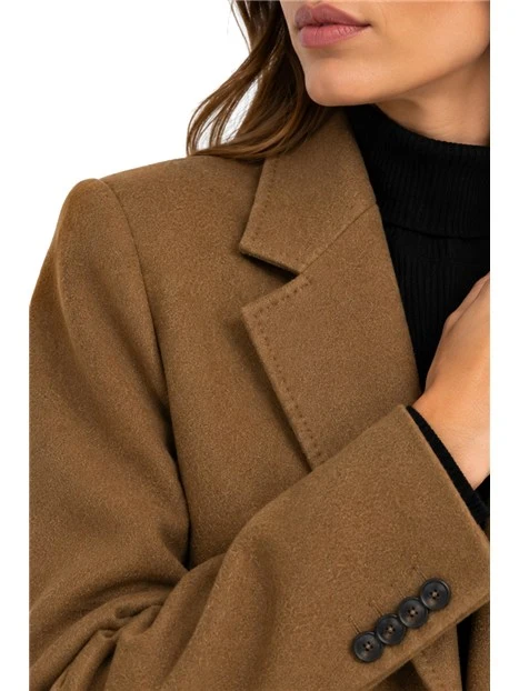 BLAZER MONOPETTO IN PURA LANA LEGGERA DONNA MARRONE