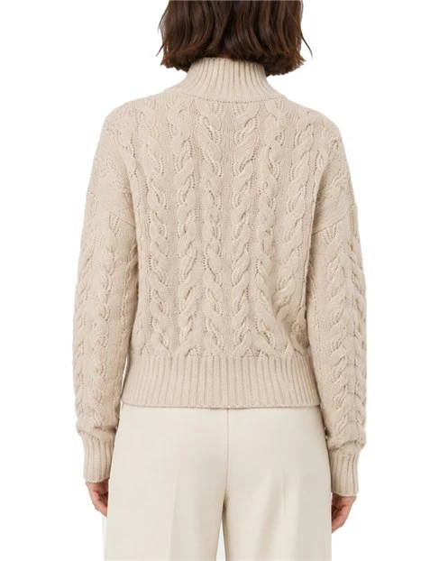 MAGLIA A TRECCE IN LANA E CASHMERE DONNA BEIGE