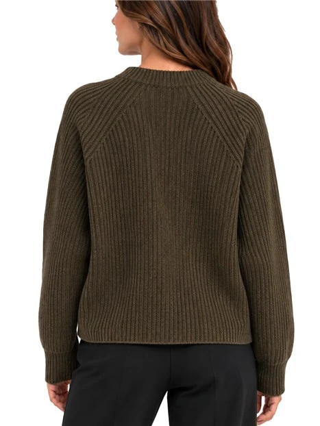 MAGLIA GIROCOLLO A COSTE DONNA KAKI