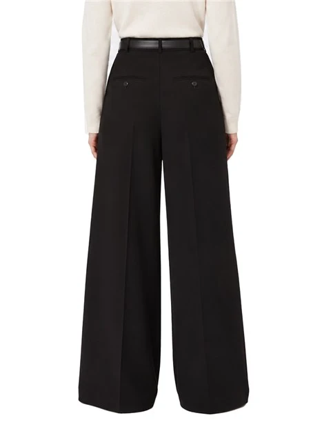 PANTALONI  PALAZZO WIDE LEG IN CADY TECNICO CON CINTURA DONNA NERO