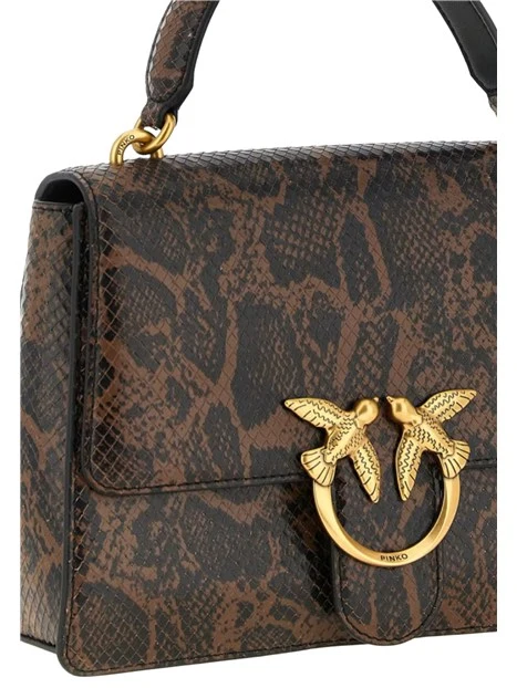 BORSA A MANO IN PELLE STAMPA PITONE CON TRACOLLA DONNA MARRONE
