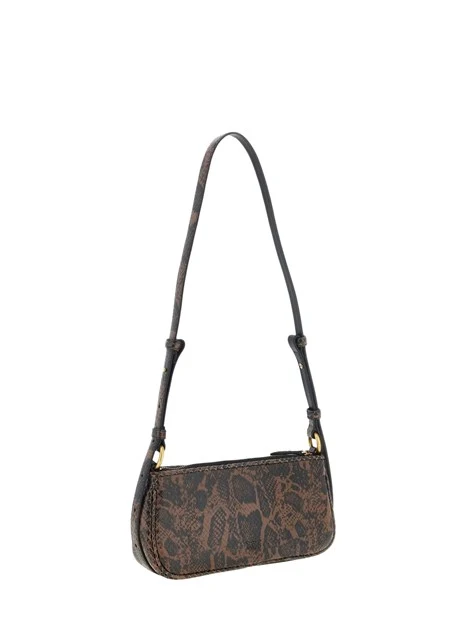 BORSA A TRACOLLA IN PELLE STAMPA PITONE CON ZIP DONNA MARRONE