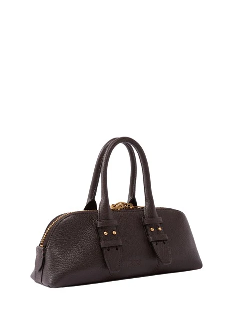 BORSA A MANO BOWLING IN PELLE CON DOPPIO MANICO DONNA MARRONE