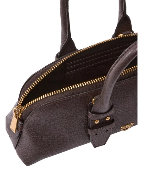 BORSA A MANO BOWLING IN PELLE CON DOPPIO MANICO DONNA MARRONE
