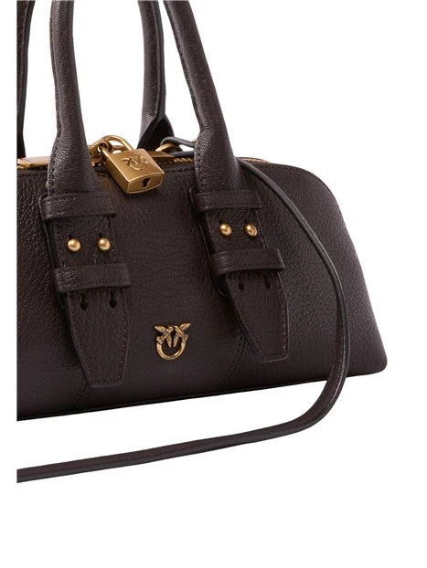 BORSA A MANO BOWLING IN PELLE CON DOPPIO MANICO DONNA MARRONE