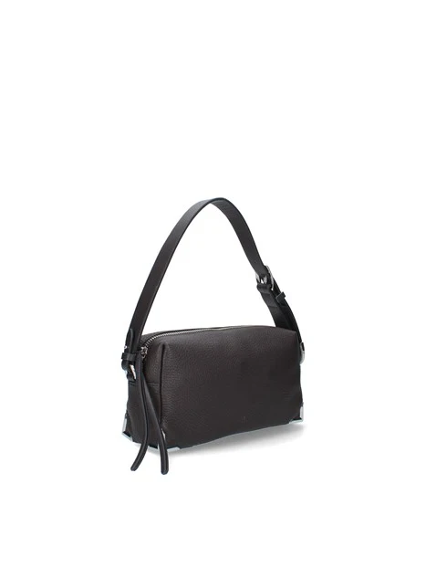 BORSA A SPALLA BAULETTO IN PELLE CON DUE TRACOLLE DONNA MARRONE