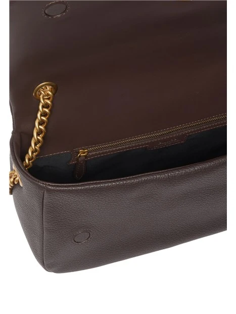 BORSA A SPALLA N PELLE CLICK SOFT HORIZONTAL CHAIN DONNA MARRONE
