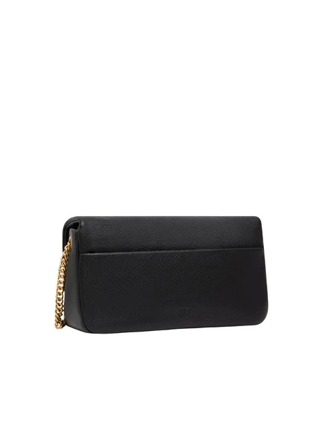 BORSA A TRACOLLA MEDIA IN PELLE CON CATENA DONNA NERO