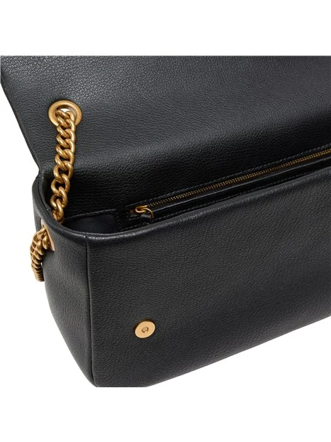 BORSA A TRACOLLA MEDIA IN PELLE CON CATENA DONNA NERO