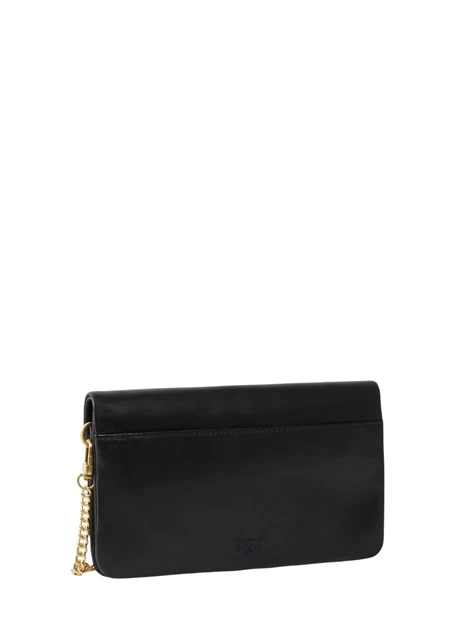 POCHETTE CLICK SOFT HORIZONTAL IN PELLE CON BORCHIE DONNA NERO