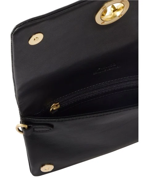 POCHETTE CLICK SOFT HORIZONTAL IN PELLE CON BORCHIE DONNA NERO