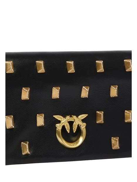 POCHETTE CLICK SOFT HORIZONTAL IN PELLE CON BORCHIE DONNA NERO